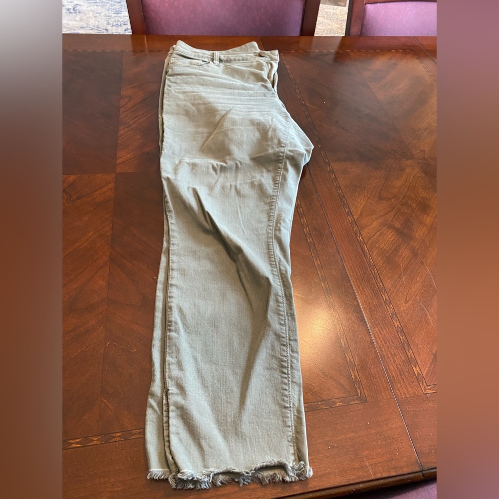 LOFT army green frayed hem khakis